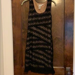 Black and nude lace max studio dress